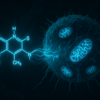 Methylene blue molecule and cancer cell illustration