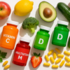 Vitamins in a balanced diet with supplements