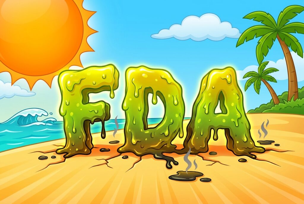 Vitamin D3 softgels bottle and mineral sunscreen on a bright sunlit table, representing the connection between sunscreen use and vitamin D supplementation.
