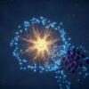 Illustration of a dendritic immune cell attacking tumor cells