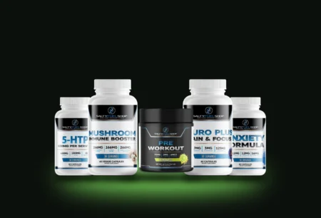 Salty Edge bundle: Neuro Plus Brain and Focus, 5-HTP, SHROOM — Mushroom Immune Booster Chaga, Cordyceps, Reishi and Lion’s Mane., Anxiety Formula, ENERGY Pre-Workout – Lemonade