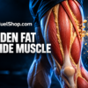 Fat infiltrating thigh muscle from ultra-processed foods shown in anatomical illustration