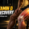 Athlete seated on gym bench with exposed leg muscle highlighting vitamin d muscle recovery