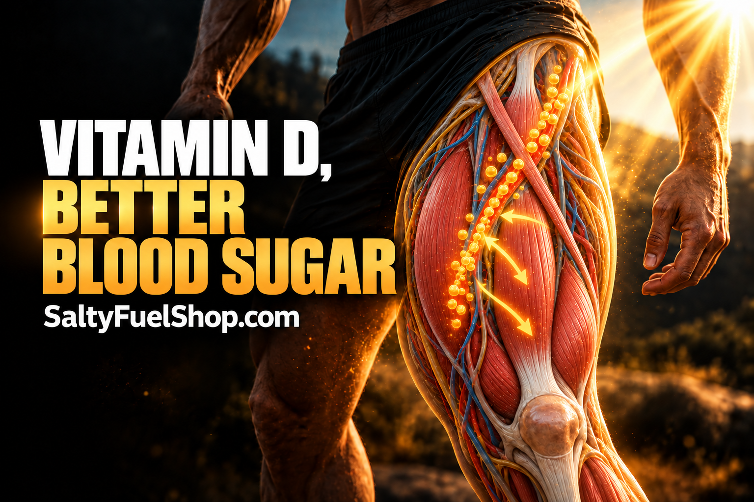 Vitamin D prediabetes shown through illuminated thigh muscle anatomy