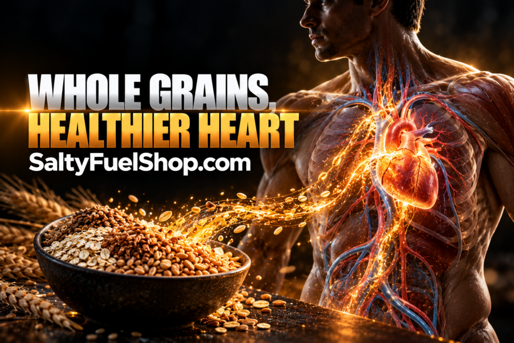 Bowl of whole grain servings linked to a man's glowing heart