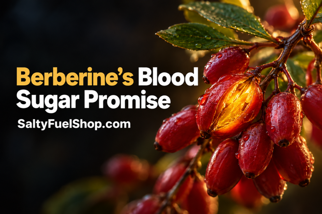 Barberries berberine shown in red berries on leafy branches