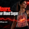 Woman standing beside a glowing clock illustrating an eight hour eating window