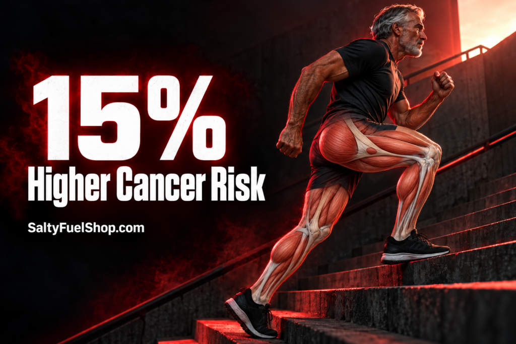 Older adult climbing stairs to highlight exercise cancer risk