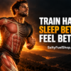 Muscular athlete running outdoors at sunset linking exercise to better mood and sleep