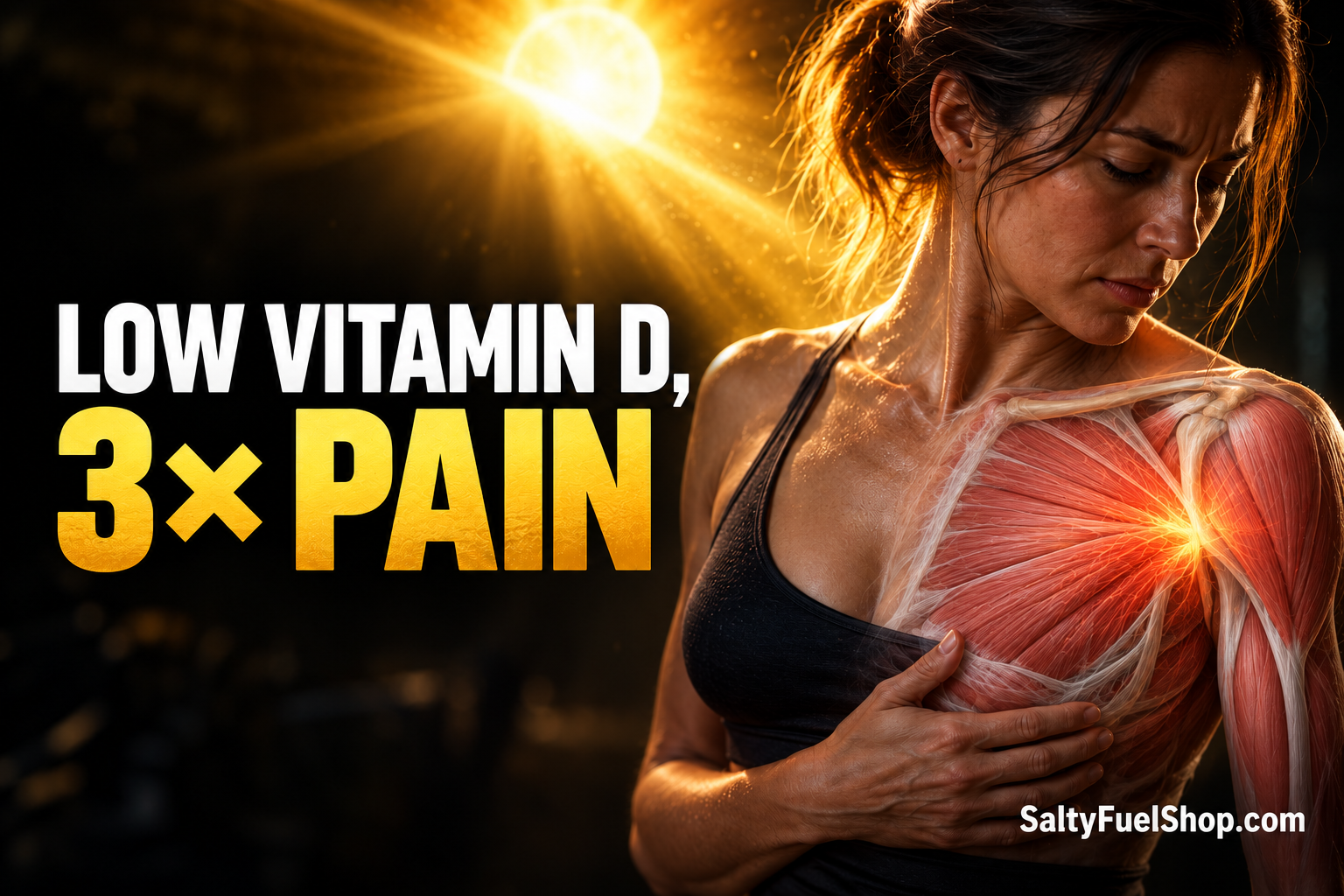 Woman experiencing low vitamin D pain in her shoulder after breast cancer surgery