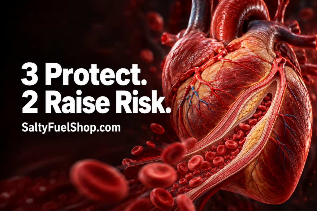 Heart with flowing red blood cells representing nutrients heart disease risk