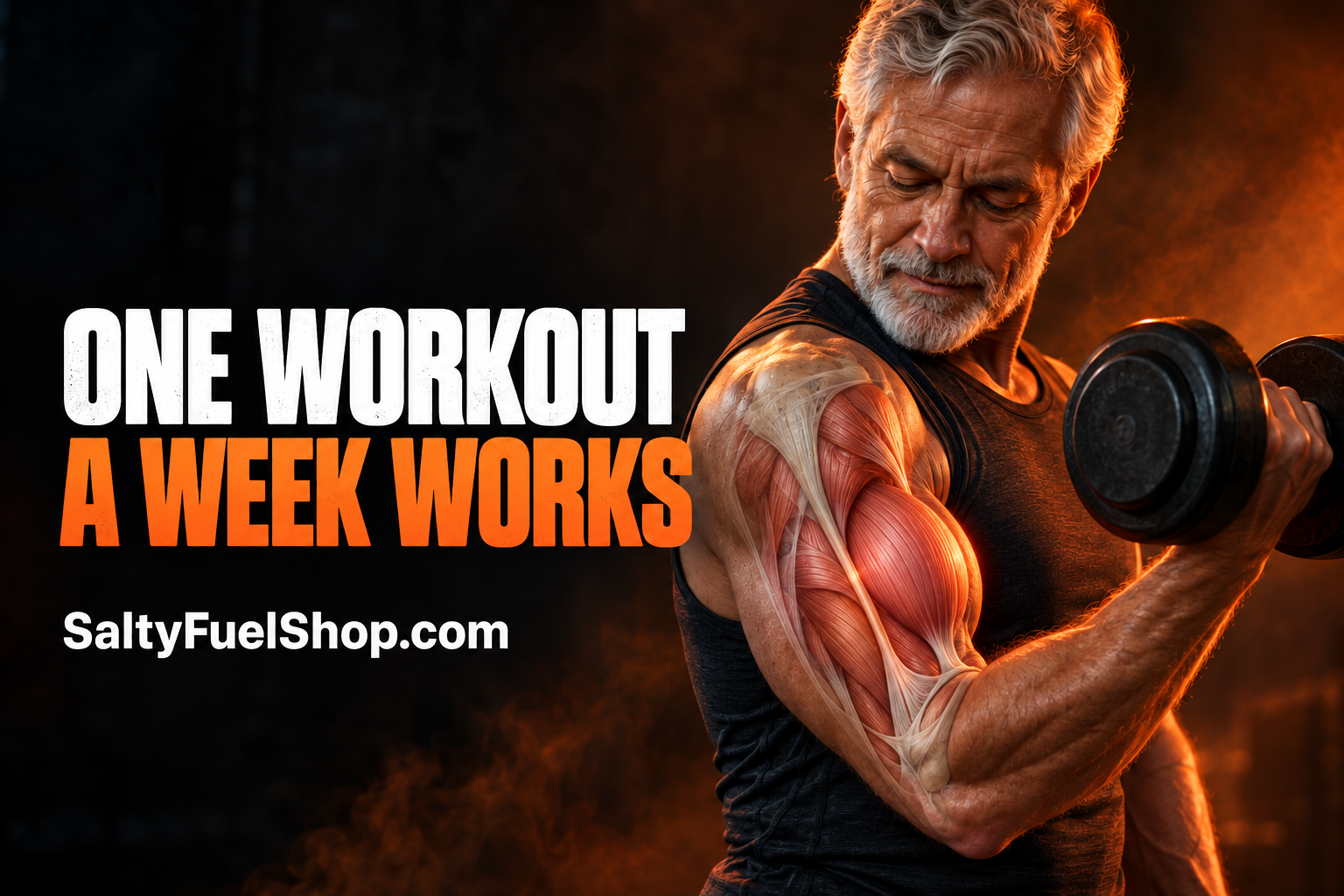 Older man performing a strength training session a week with a dumbbell