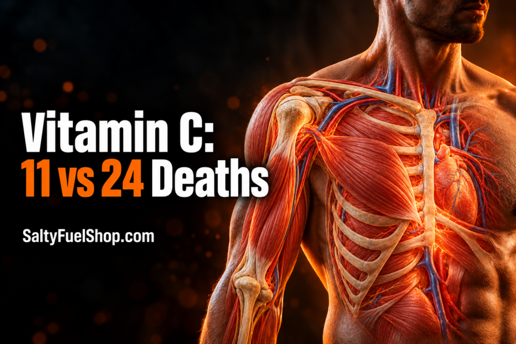 Anatomical illustration of human muscles and blood vessels for a vitamin C blood disorder